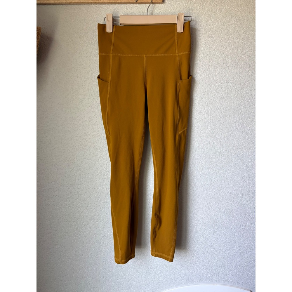 Fabletics PureLuxe High Waisted Pocket Leggings Mustard Yellow Ochre